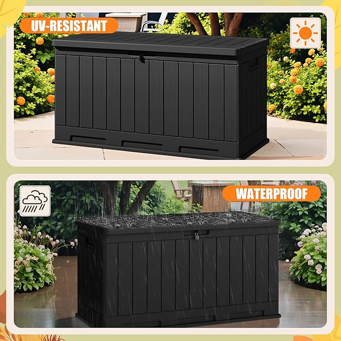 Devoko 90 Gallon Double-Wall Deck Box, Side Handles, HDPE Outdoor Large Storage - Image 4