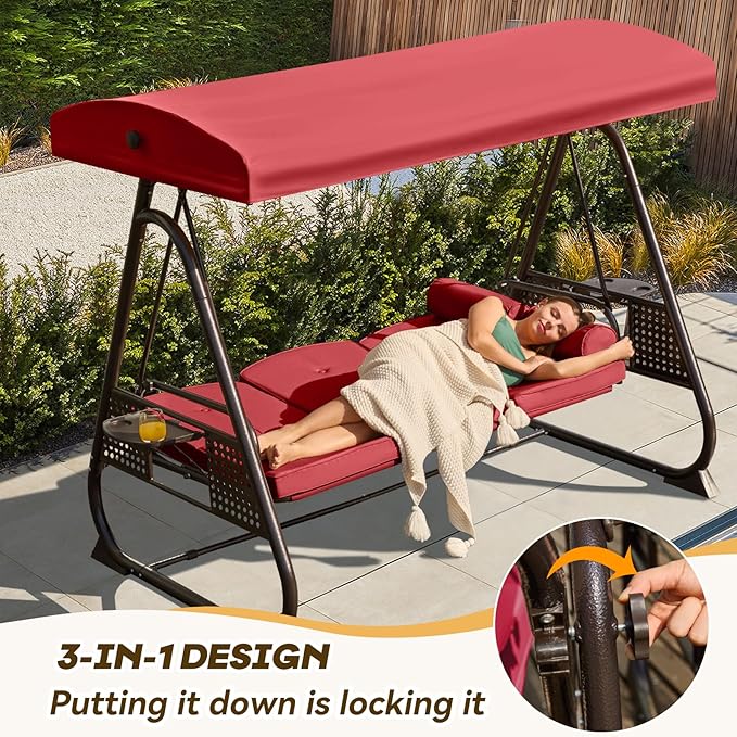 3 in 1 Outdoor Porch Swing - Image 4