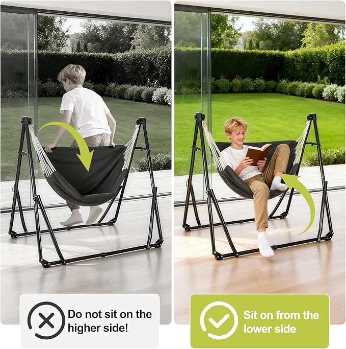 2-in-1 Hammock & Swing Chair for Teens – Adjustable Folding Chair - Image 6
