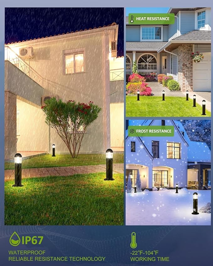 2 Pack Low Voltage Landscape Pathway Lights, 12V LED Bollard Light IP67 - Image 3