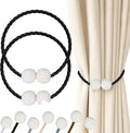 Hion Magnetic Curtain Tiebacks Black 2pcs, Curtain Tiebacks Buckles Holdbacks by Hion