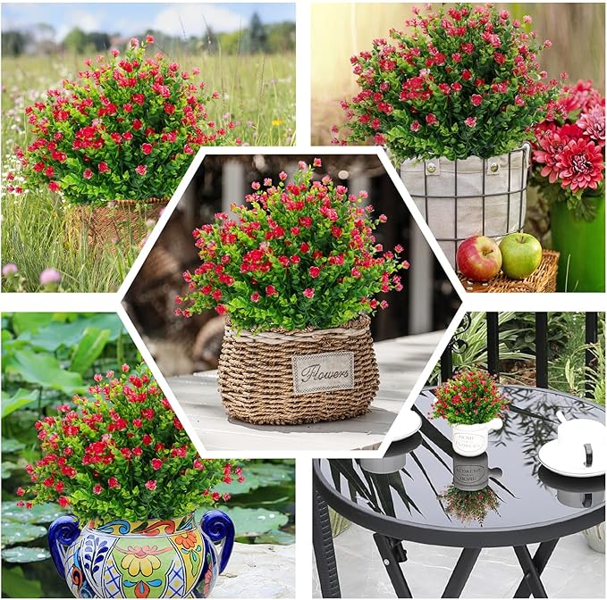 20 Bundles Artificial Flowers Outdoor Fake Flowers, UV Resistant No Fade Faux - Image 6