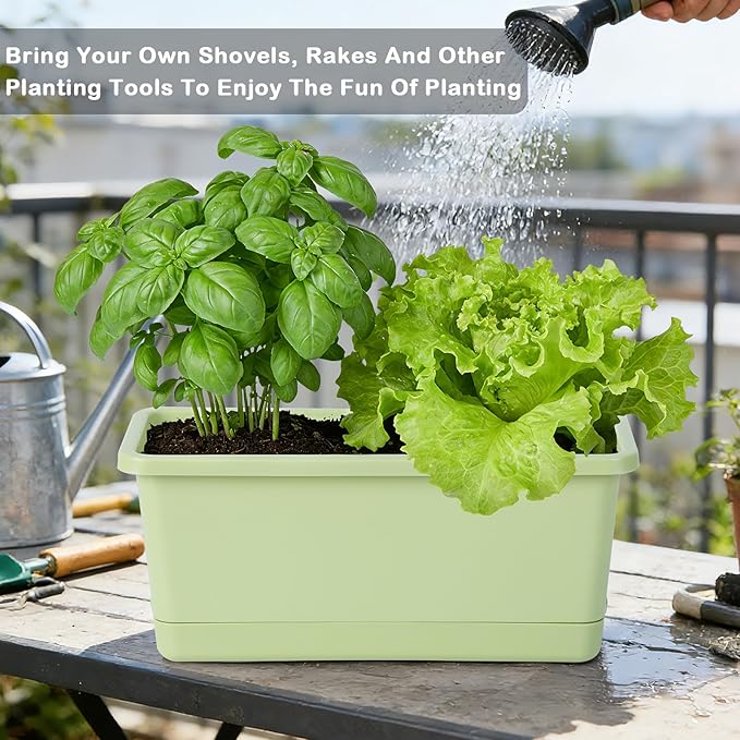 Window Box Planter 6 Packs, 13.8 Inches Rectangle Flower Pots - Image 3