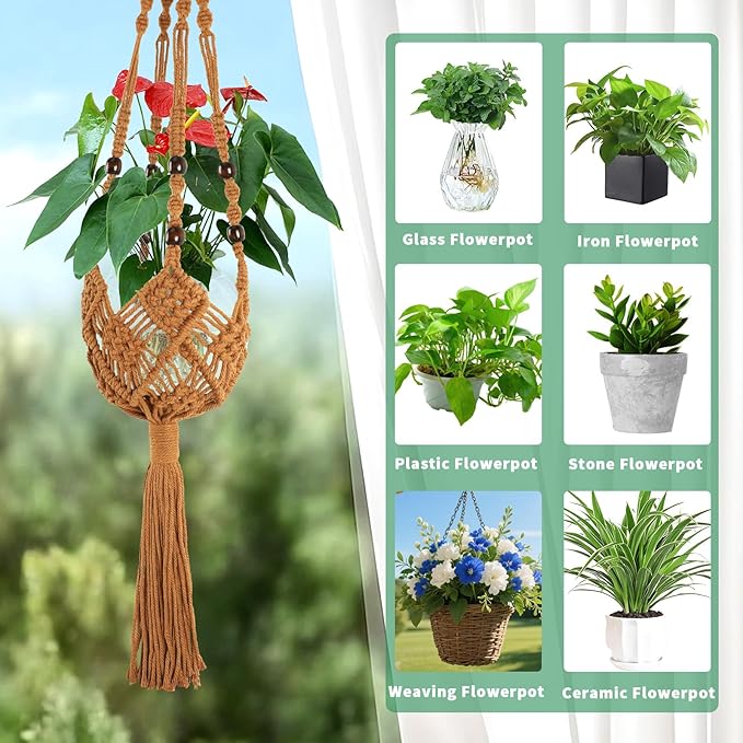 Augshy Jute Crochet Macrame Plant Hangers - Image 7