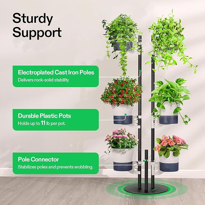 VIVOSUN Metal Plant Stand, 6-Tier Tall Vertical Planter Tower - Image 4