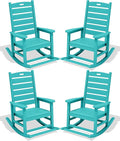SERWALL Outdoor Rocking Chair Set of 4, Oversized HDPE Patio Rocking Chair by SERWALL