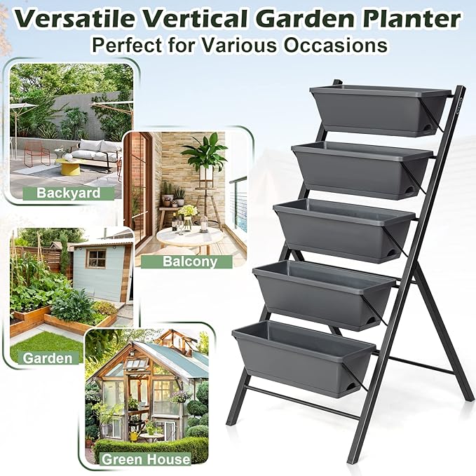 COSTWAY Vertical Raised Garden Bed, 5 Tier Planter Box - Image 8