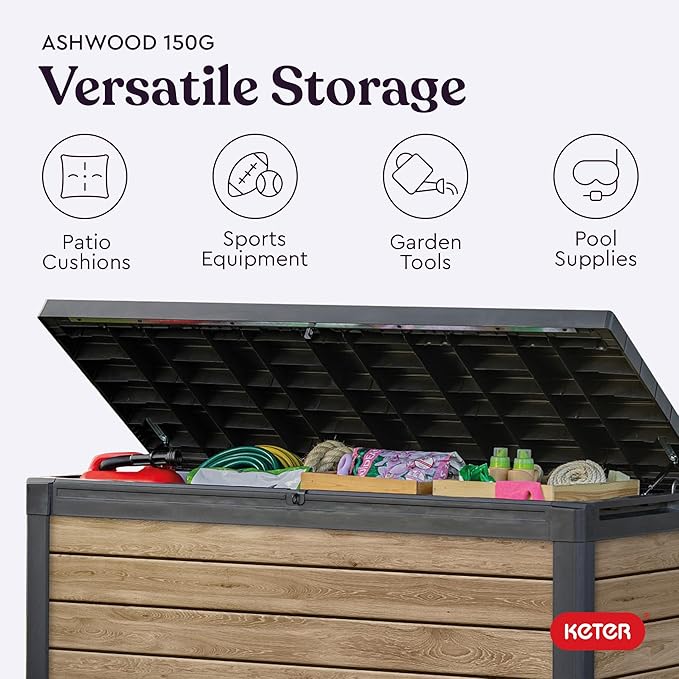 Keter Signature Collection 150 Gallon Resin Deck Box Organization and Storage - Image 8