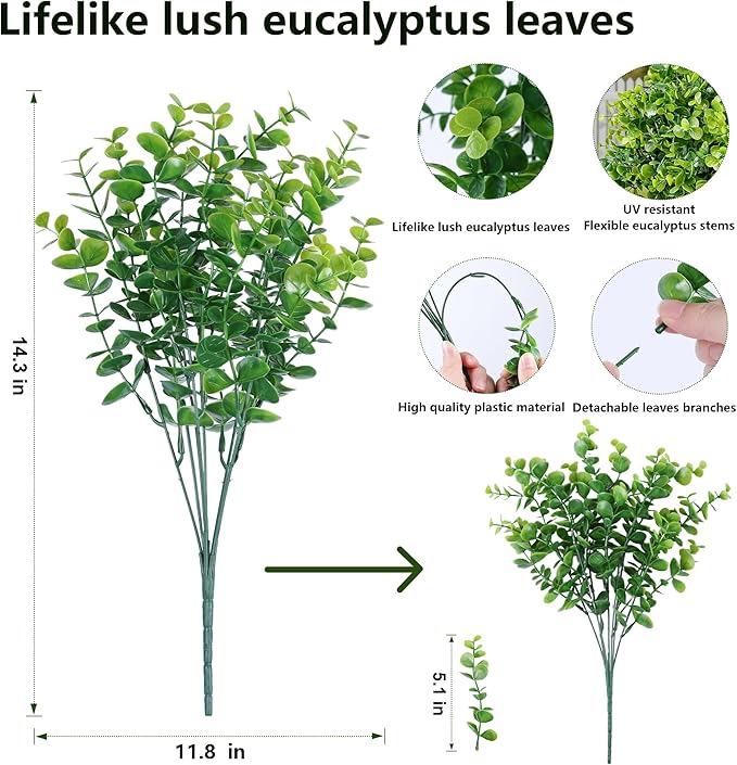 Artificial Faux Outdoor Plants for Spring Summer Decoration, 12 Bundles Fake - Image 6