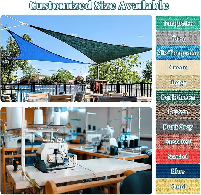 Shade&Beyond 8'x10' Sun Shade Sails Canopy Rectangle Sand 185GSM Shade Sail - Image 2