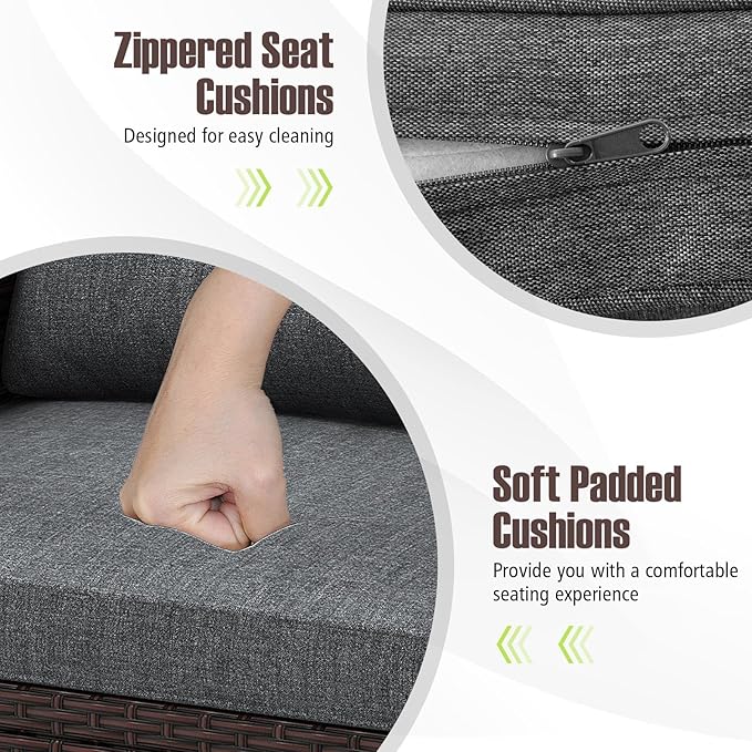 Tangkula 3 Pieces Patio Furniture Set, PE Rattan Wicker 3 Pcs Outdoor Sofa Set - Image 7