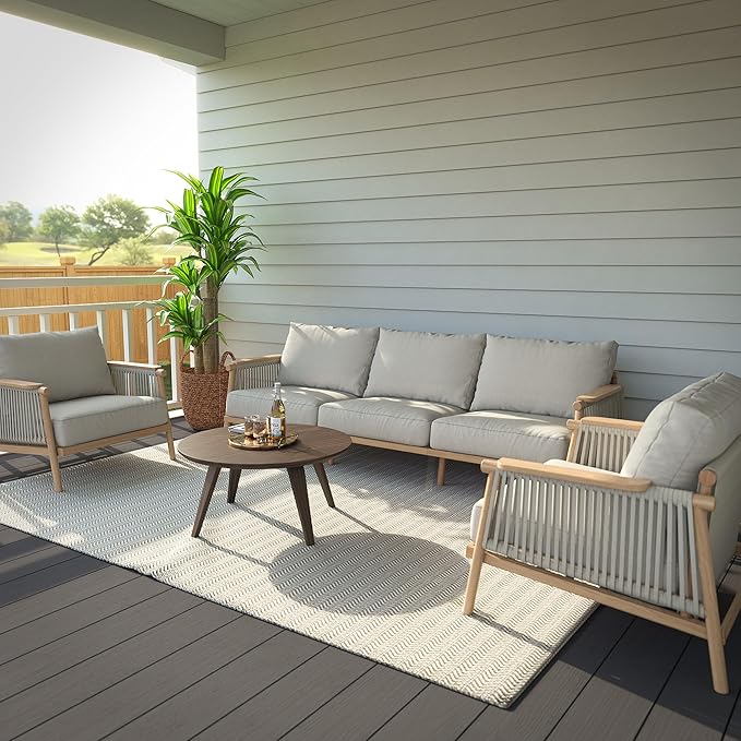 Acanva Modern All-Weather Aluminum Outdoor Patio Sofa - Image 4