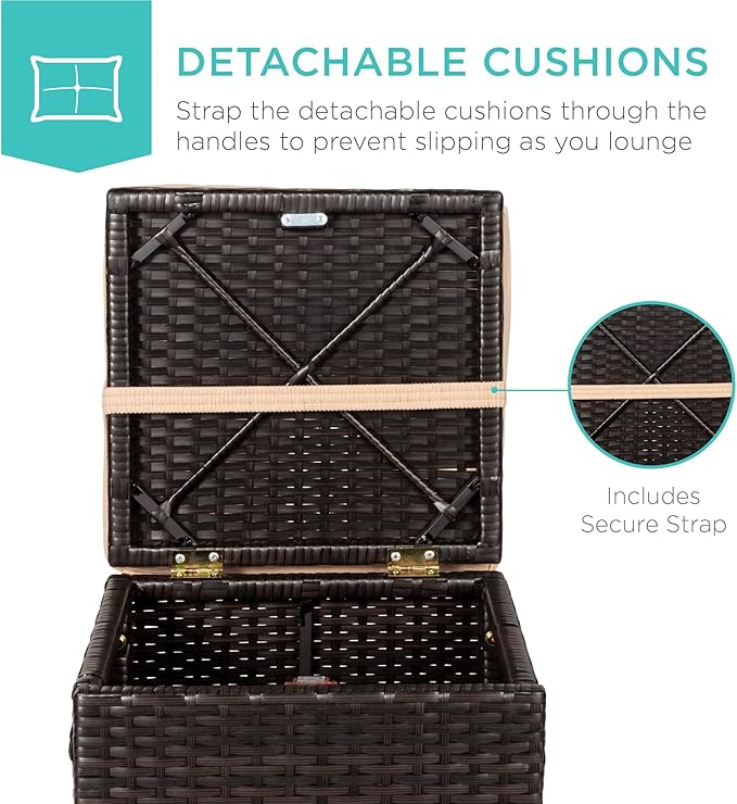 Best Choice Products Set of 2 Wicker Ottomans, Additional Seating, Side Table - Image 6
