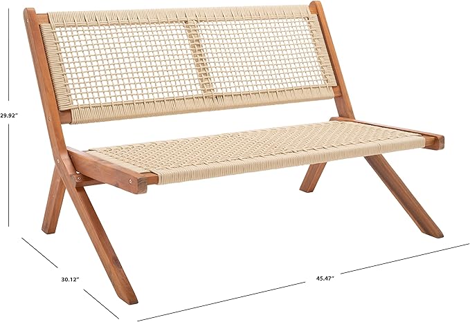 SAFAVIEH Outdoor Collection Kobina Natural Acacia Wood/Natural Rope Foldable - Image 3