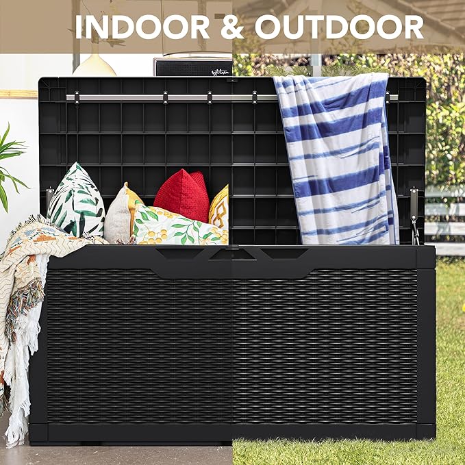 Devoko 100 Gallon Waterproof Large Resin Deck Box Indoor Outdoor Lockable - Image 9
