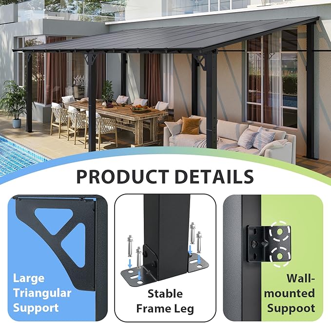 Aoxun 20'x10' Gazebo for Patio, Premium Pergola - Image 3
