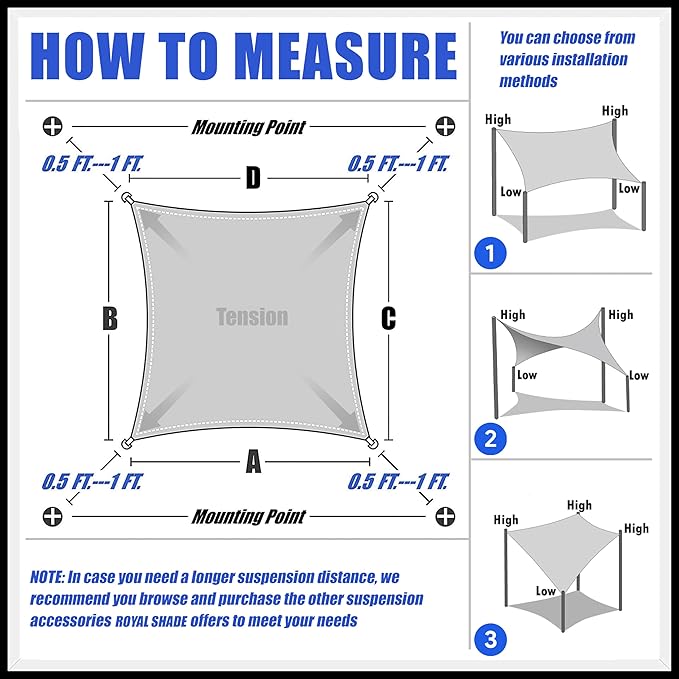 Royal Shade 16' x 20' White Rectangle Sun Shade Sail Canopy Outdoor Patio - Image 2