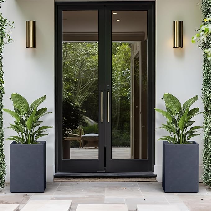 Kante 18.5" H Tall Rectangular Concrete Planters, Outdoor Indoor Lightweight - Image 6