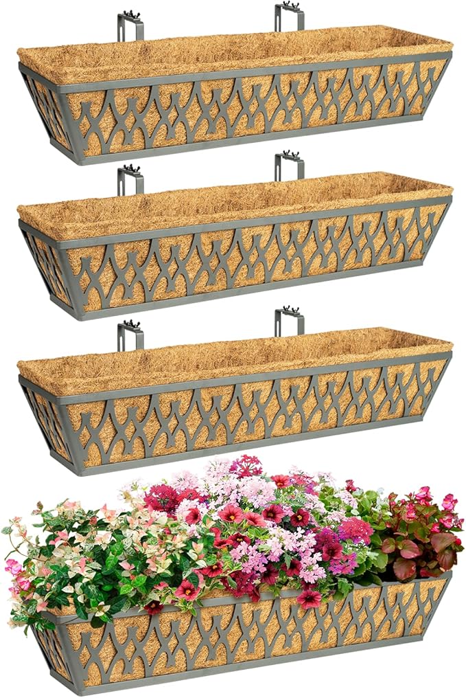 4 Pack 30 Inch Window Boxes Planters Railing Planter Box by KarlliuHOMEGARDEN