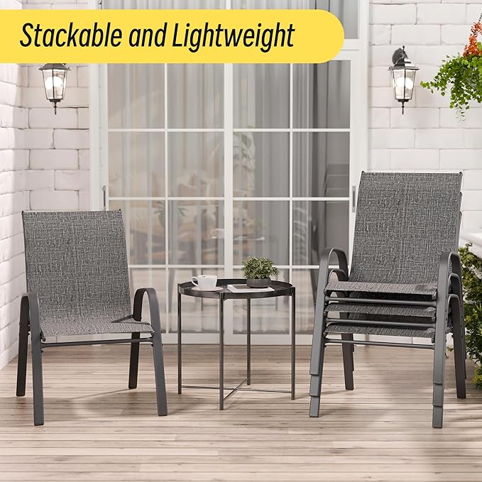 Betterhood Patio Chairs Set of 2, Stackable Outdoor Dining Chairs Set - Image 3