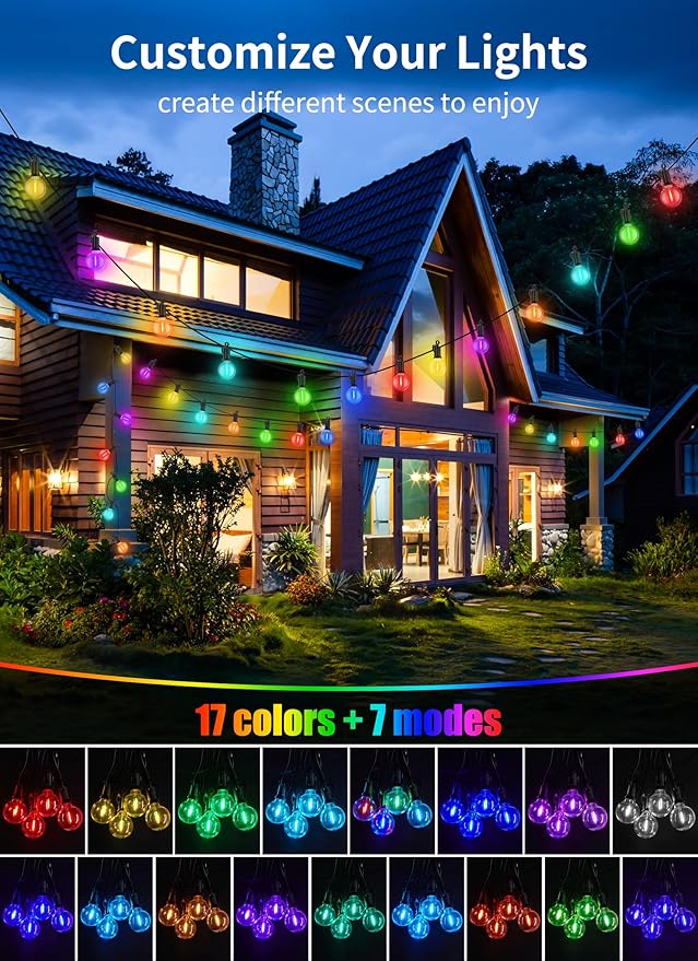 Brightown RGBW Outdoor String Lights, 58FT LED Patio Lights - Image 2