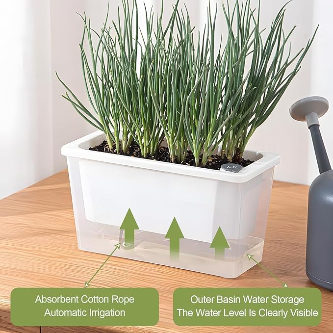 Window Box Planter, 3 Pack 10 Inch Plastic Self Watering Pots - Image 4