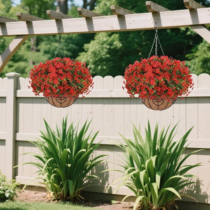 Artificial Hanging Flower for Outdoors, Fake Hanging Basket for Outside - Image 7