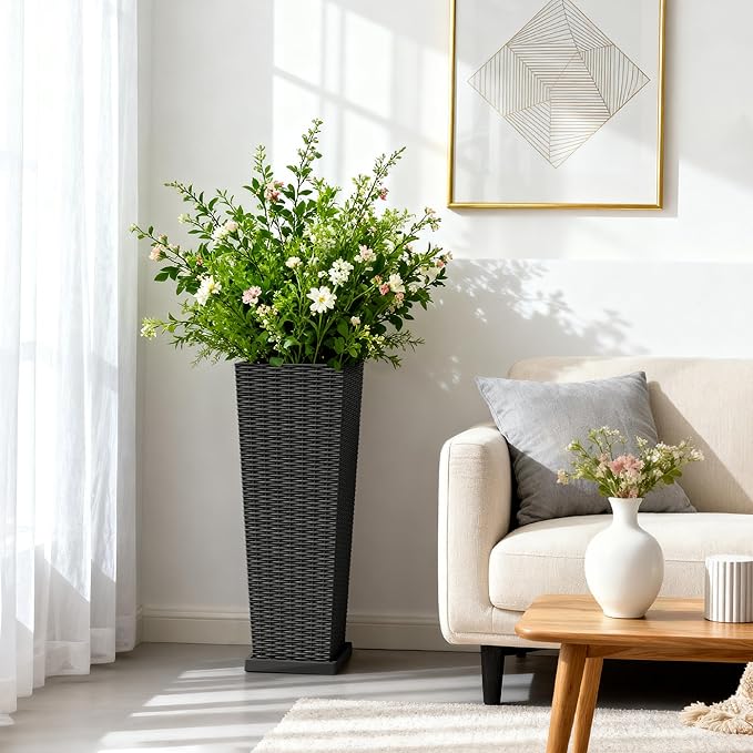 Set of 2 32 Inch Tall Plastic Planters - Image 4