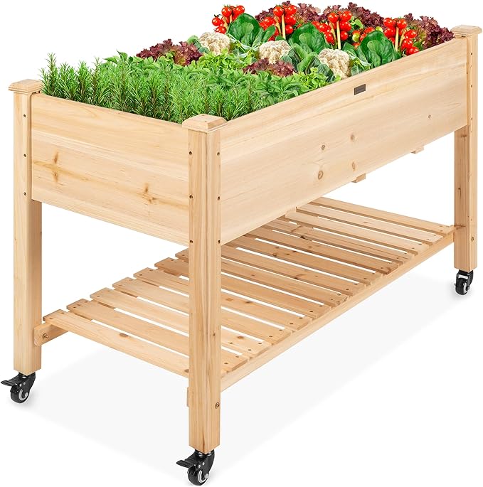 Best Choice Products Raised Garden Bed 48x24x32-inch Mobile Elevated Wood by BestChoiceProducts