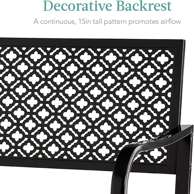 Best Choice Products Outdoor Bench 2-Person Metal Steel Benches Furniture - Image 5
