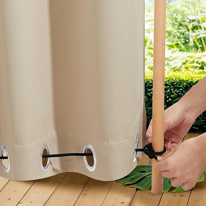 NICETOWN 2 Panels Outdoor Patio Curtains W100 x L84, Waterproof & Windproof - Image 6