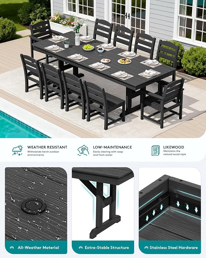 SERWALL 11 Piece Outdoor Dining Set - Image 4