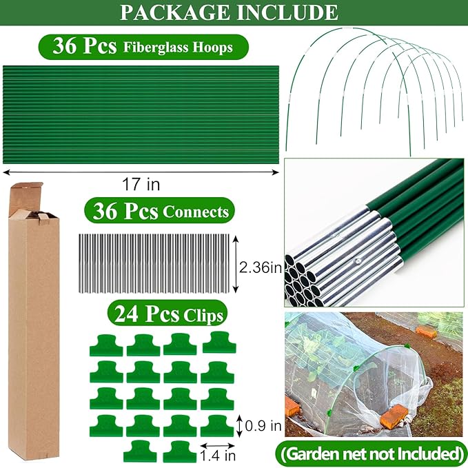 Greenhouse Hoops Grow Tunnel 6 Sets of 8FT Long Garden Hoops, Rust-Free - Image 4