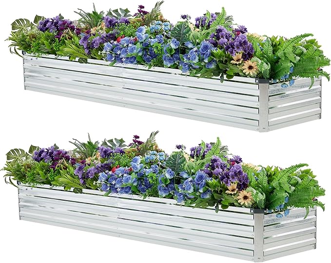 2 Pack 6x1.5x1FT Galvanized Raised Garden Beds Kit Outdoor Metal Gardening by Meberam
