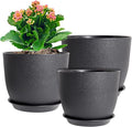 12/10/9 inch Big Flower Pots, 3 Pack Modern Decorative Plastic Planters by WSMKSZ