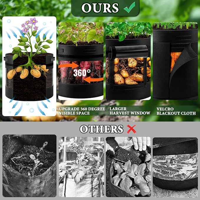 3 Pack 20 Gallon 360° Visibility Potato Grow Bags - Image 5