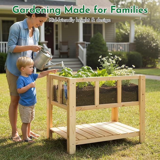 Raised Garden Bed with Transparent Acrylic Side Panels, Elevated Wooden Planter - Image 8