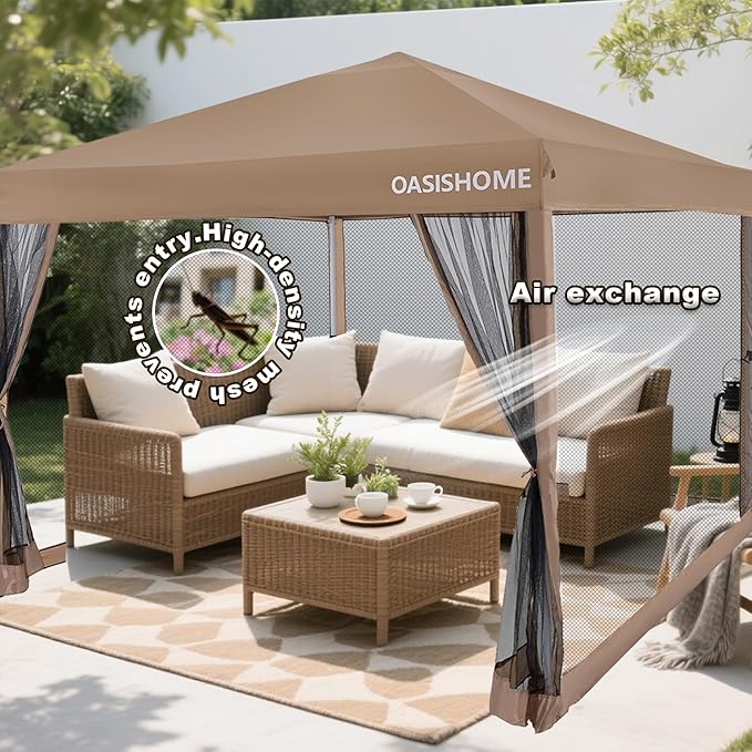 OASISHOME 10'x10' Pop-Up Gazebo Canopy Tent - Image 6