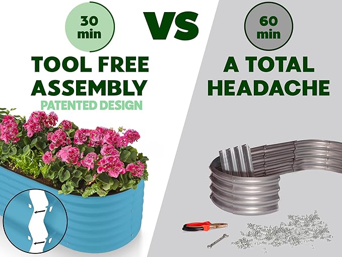 9-in-1 Galvanized Steel Raised Garden Bed // 8×2×1.5 ft Modular Planter - Image 6