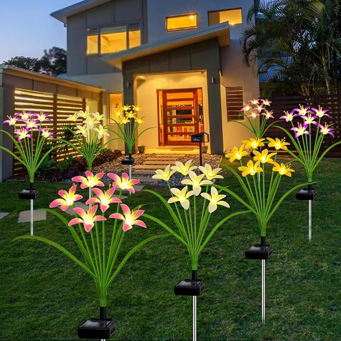 Solar Garden Lights New Upgraded Solar Wild Lily Flower Lights, Yard Patio - Image 5