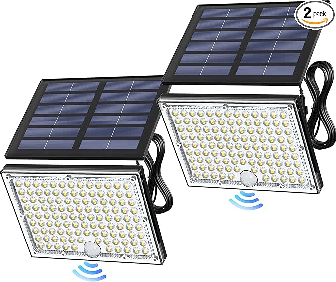 JACKYLED Motion Solar Lights Outdoor, 113 LED Cool White Bright Solar Flood by JACKYLED