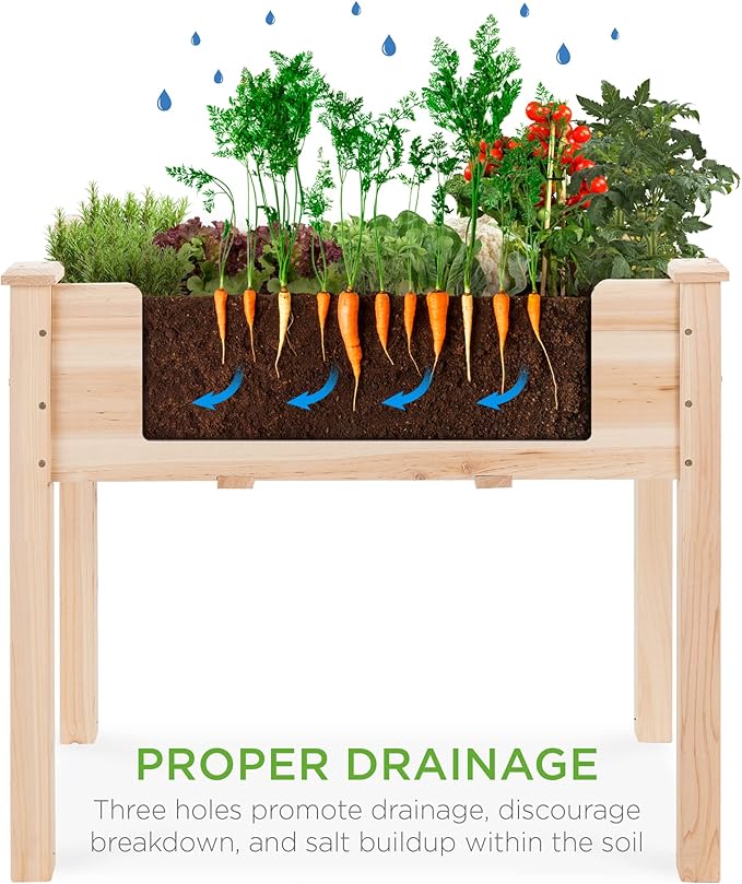 Best Choice Products 34x18x30in Raised Garden Bed, Elevated Wood Planter Box - Image 4