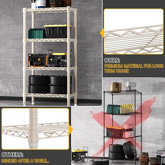 1000 lbs 4-Shelf Standing Storage Shelves Heavy Duty Metal Shelving Unit - Image 6
