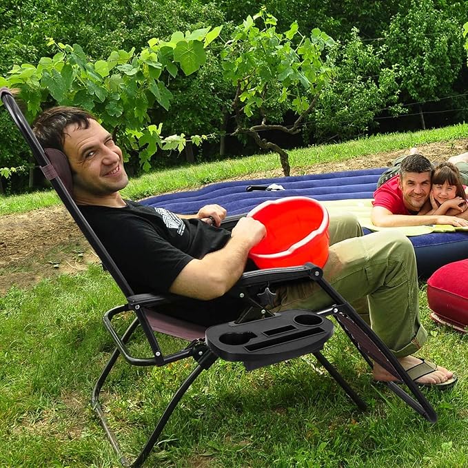 Homall Zero Gravity Patio Folding Lawn Chairs Outdoor Gravity Camp Reclining - Image 2
