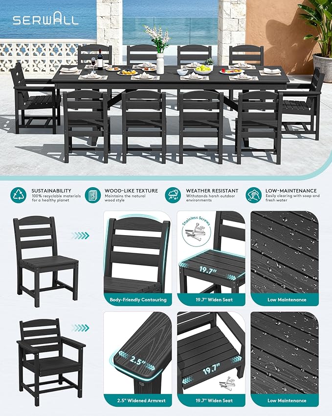 SERWALL 11 Piece Outdoor Dining Set - Image 3