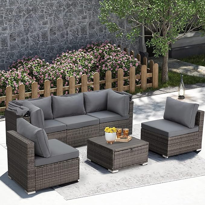 HOMREST 6 Pieces Patio Furniture Sets, Outdoor Daybed - Image 3