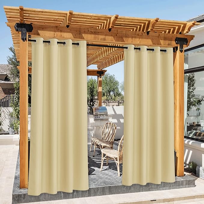 NICETOWN Canvas Patio Curtains Outdoor Waterproof, Rustproof Grommet Durable by NICETOWN