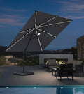 PURPLE LEAF 10 Feet Patio Umbrella Outdoor Cantilever Solar Powered LED Square by PURPLELEAF