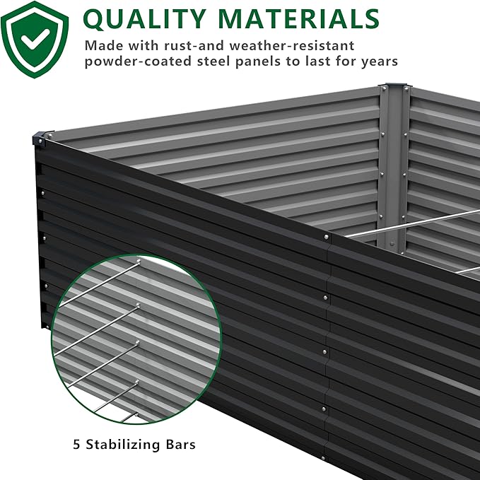 8x2x2FT Galvanized Raised Garden Bed Kit, Vegetable Plant Boxes-Rectangle Metal - Image 8
