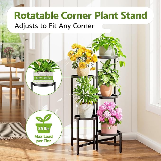 Tall Plant Stand Indoor Outdoor, Corner Metal Flower Pot Stands - Image 2